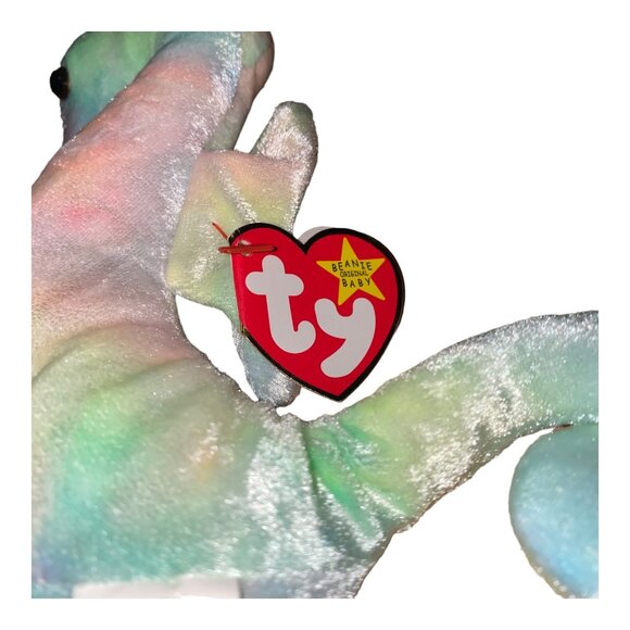 Ty Beanie Baby "Neon" Seahorse Plush Toy - Pastel Tie-Dye Colors - 1999 Release - Picture 5 of 9